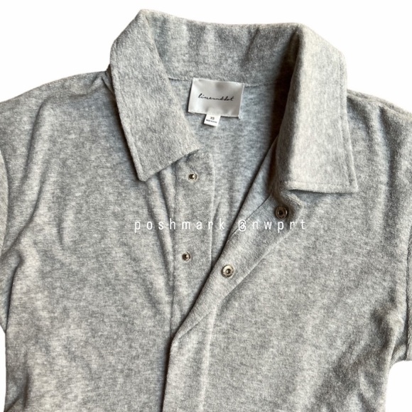 LINE & DOT Sasha Terry Cloth Romper Belted Shorts Grey XS Revolve - Picture 3 of 13